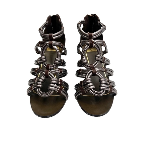 DOLCE VITA Silver & Brown Gladiator Wedge 7 - Picture 4 of 8